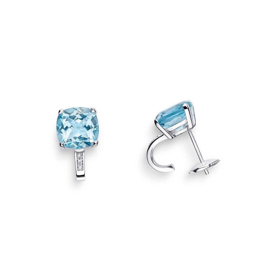 Best Boucles D'Oreilles Petit Visage D'Amour, Topaze Bleue