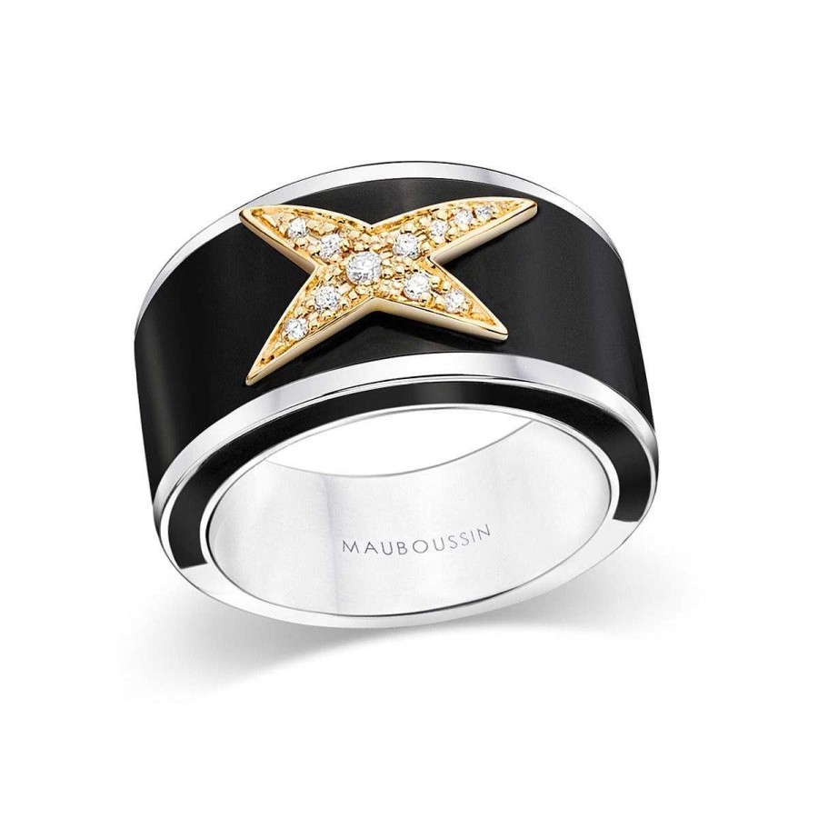 Clearance Bague La Star De La C Te D'Azur, Laque Noire Et Or Jaune