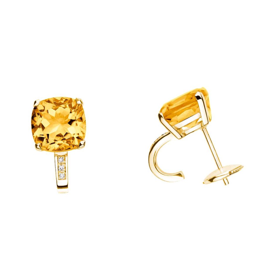 Wholesale Boucles D'Oreilles Petit Visage D'Amour, Citrine