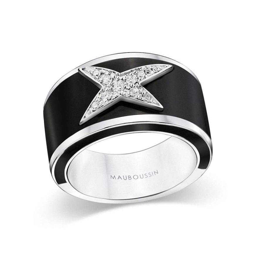 Hot Bague La Star De La C Te D'Azur, Laque Noire Et Or Blanc