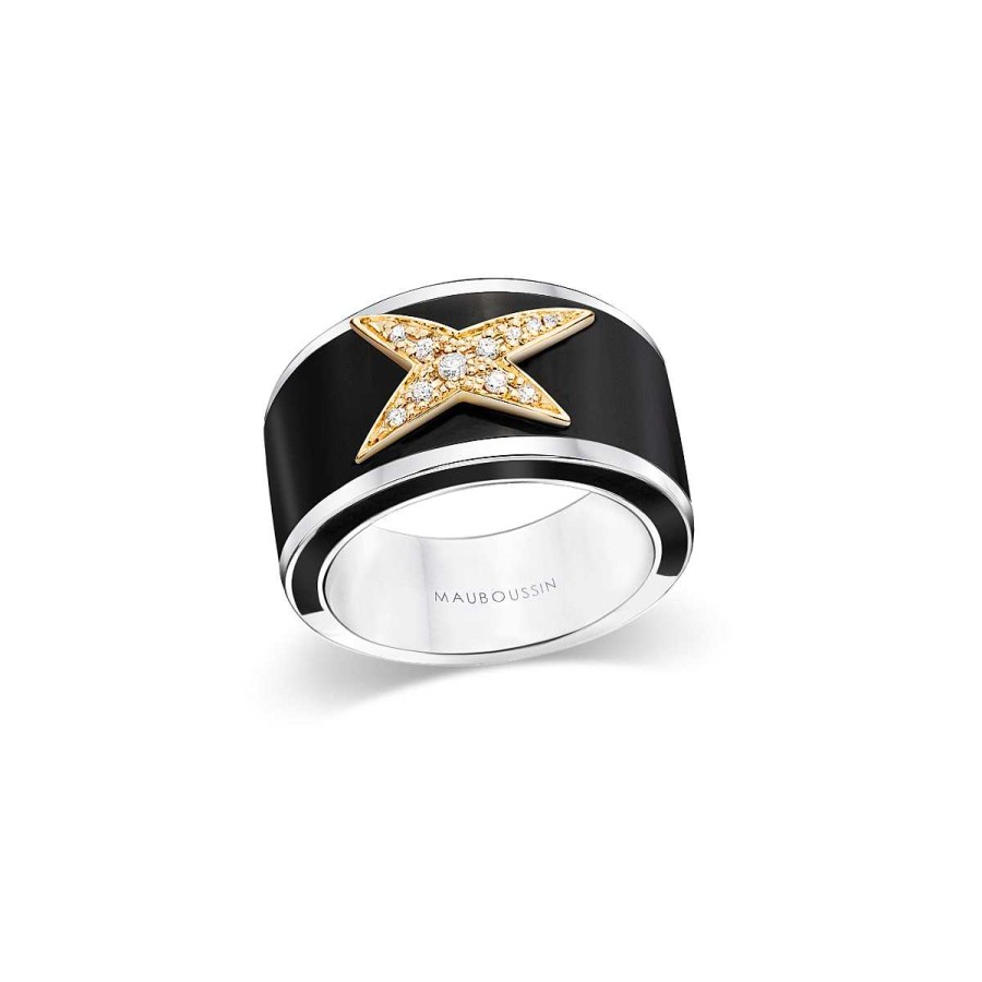 Clearance Bague La Star De La C Te D'Azur, Laque Noire Et Or Jaune